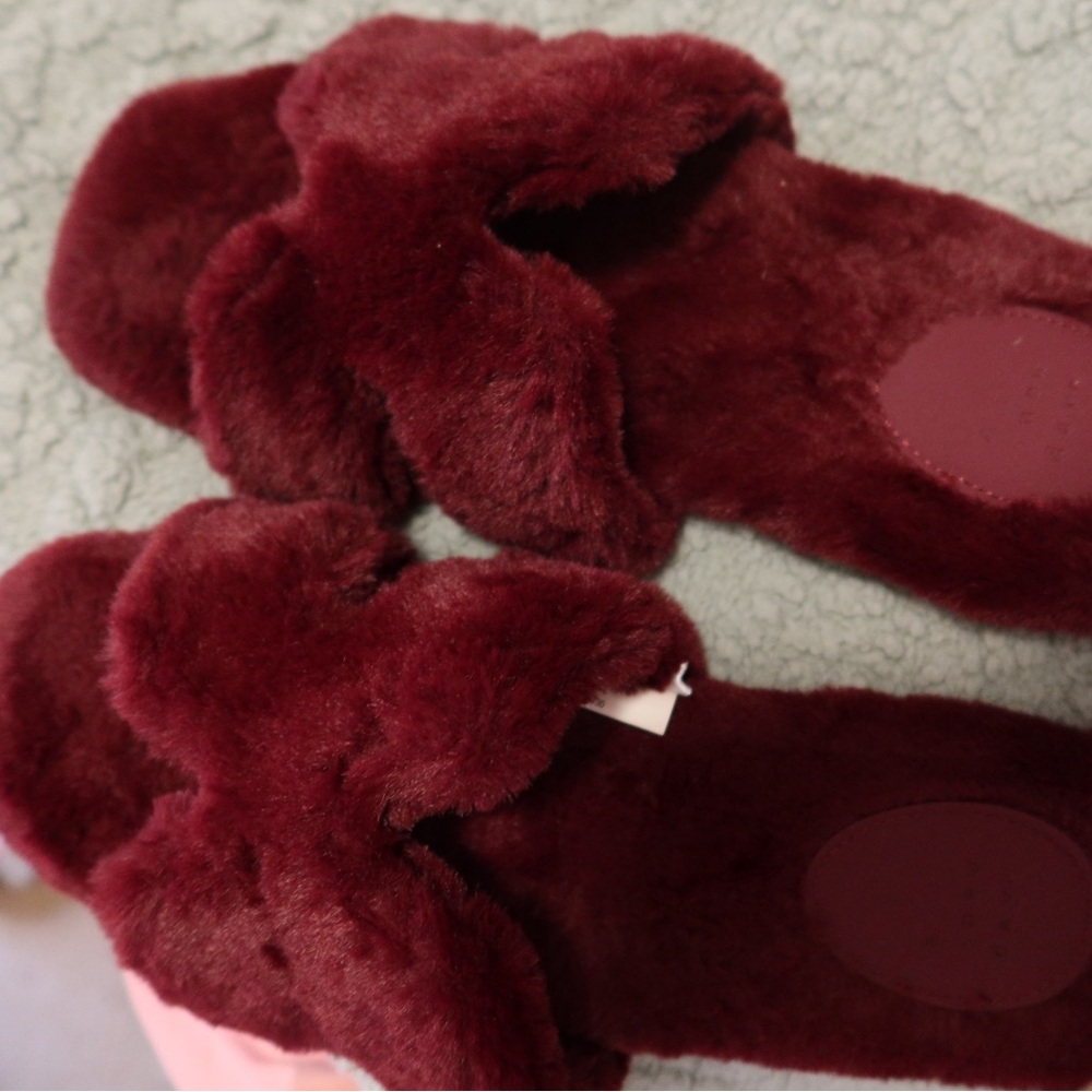 a new day Maroon Faux Fur Slippers - Picture 3 of 3